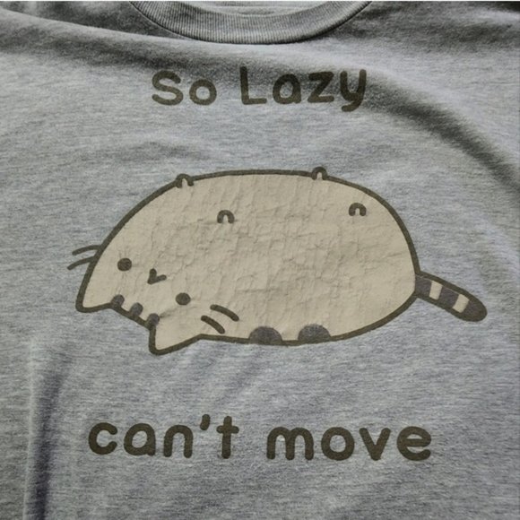Pusheen Cat So Lazy Can't Move Cute Kawaii Graphic Tee Unisex - Picture 6 of 6